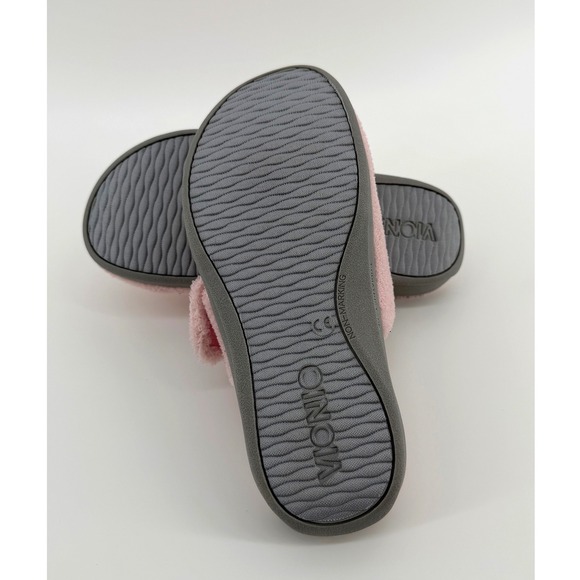 NWT Vionic Women's Cozy Plush Slippers Pink Size 5 Slip On Mules Slides - Picture 4 of 7